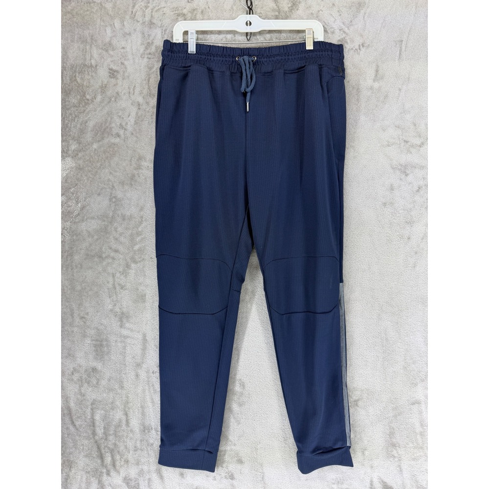 2(X)IST Mens Navy Blue Textured Tapered Jogger Pants XL Drawstring Activewear